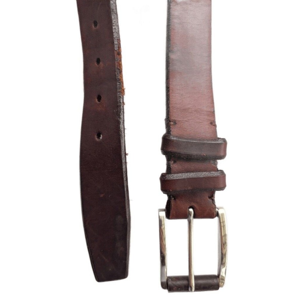 Brighton Full Grain Leather Belt Size 32 Brown Silver Buckle Men's Casual